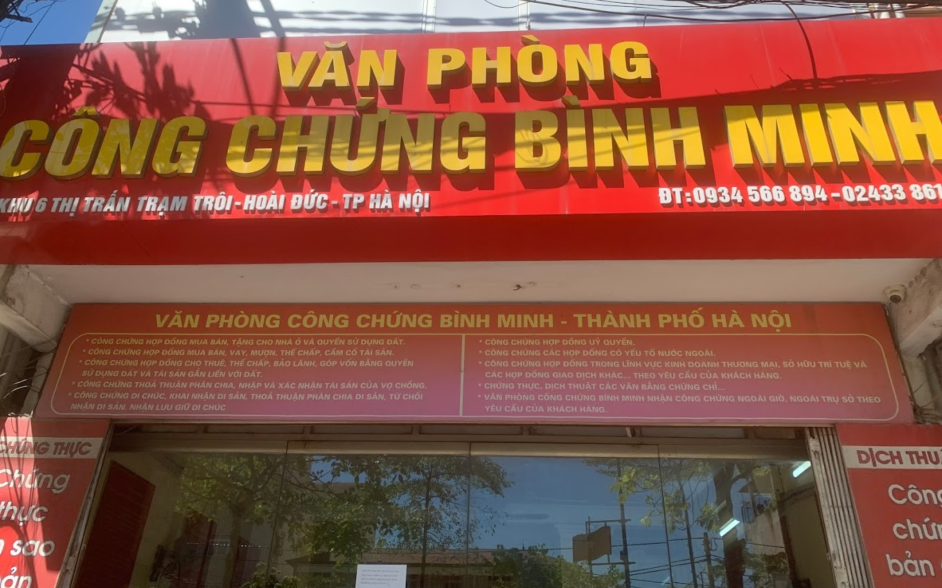 Liên hệ Văn phòng công chứng Bình Minh Hoài Đức Hà Nội