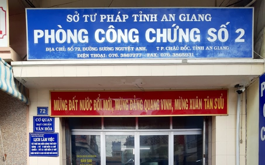 Liên hệ Phòng công chứng số 2 An Giang thông tin địa chỉ số điện thoại