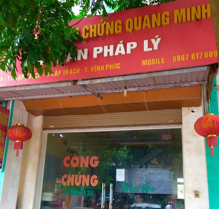 Liên hệ Văn phòng công chứng Quang Minh Vĩnh Phúc thông tin địa chỉ số điện thoại