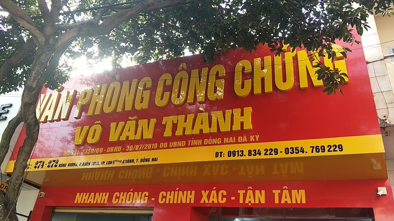 Liên hệ Văn phòng công chứng Võ Văn Thành thông tin địa chỉ số điện thoại