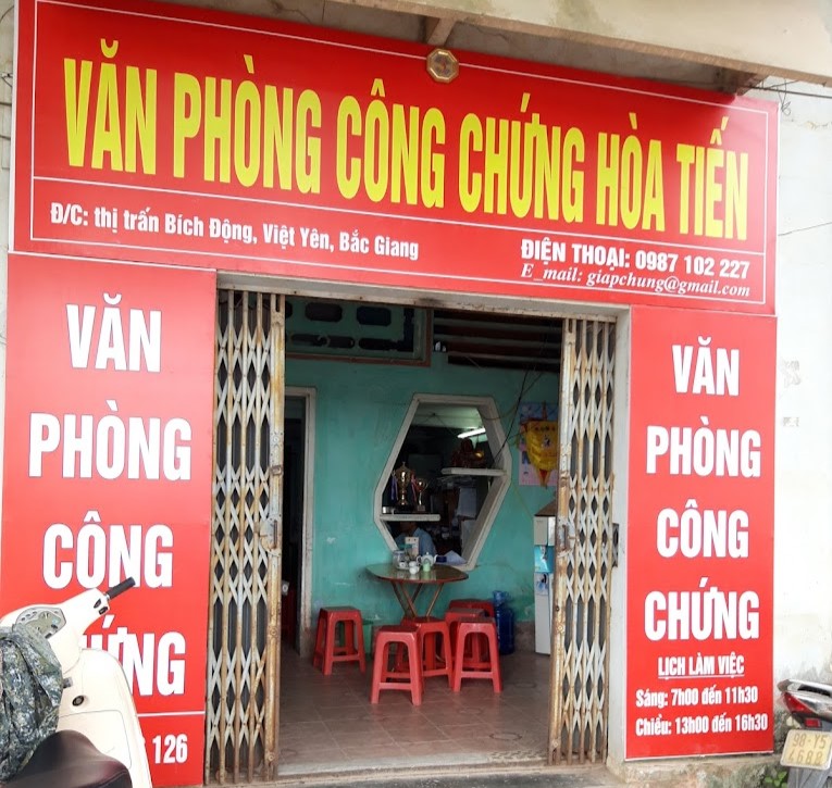 Liên hệ Văn phòng công chứng Hòa Tiến Việt Yên Bắc Giang