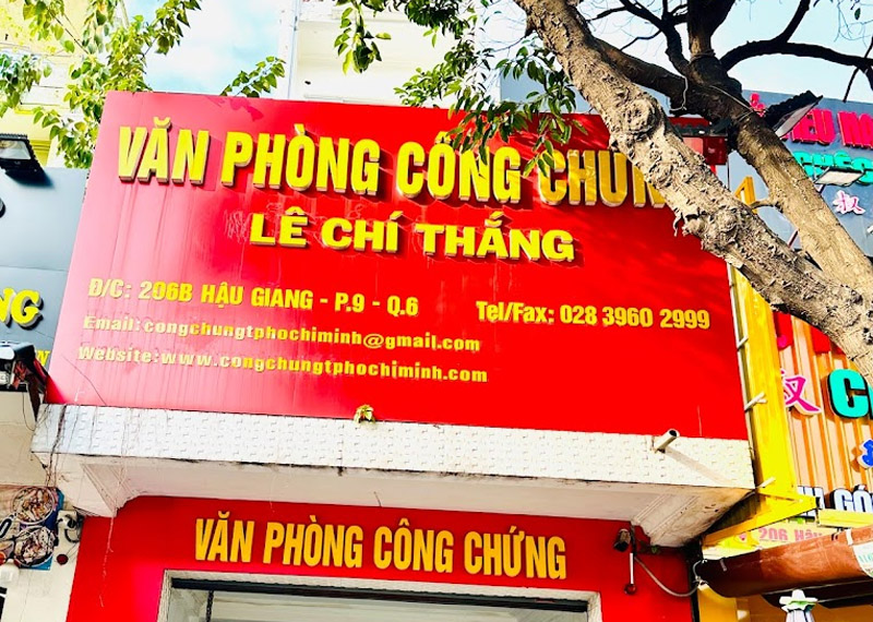 Liên hệ Văn phòng công chứng Lê Chí Thắng Quận 6 Hồ chí Minh