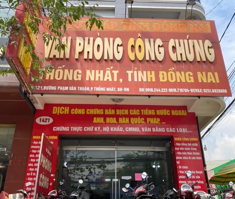 Liên hệ Văn phòng công chứng Thống Nhất thông tin địa chỉ số điện thoại